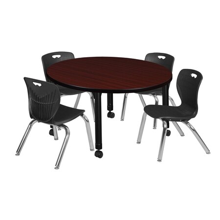 Regency Tables > Height Adjustable > Round Mobile Table & Chair Sets, 42 W, 42 L, 23-34 H, Mahogany TB42RNDMHAPCBK45BK